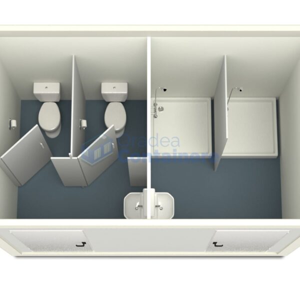container sanitar oradea 4metri 2dusuri 2wc alb