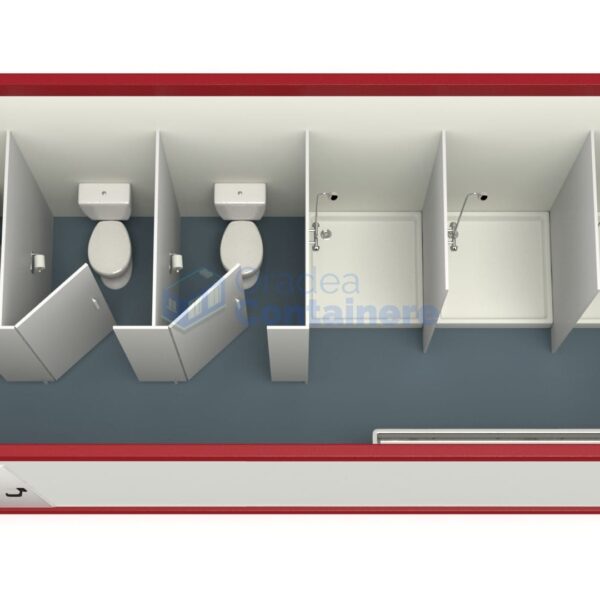 container sanitar oradea 6metri 3dusuri 3wc rosu
