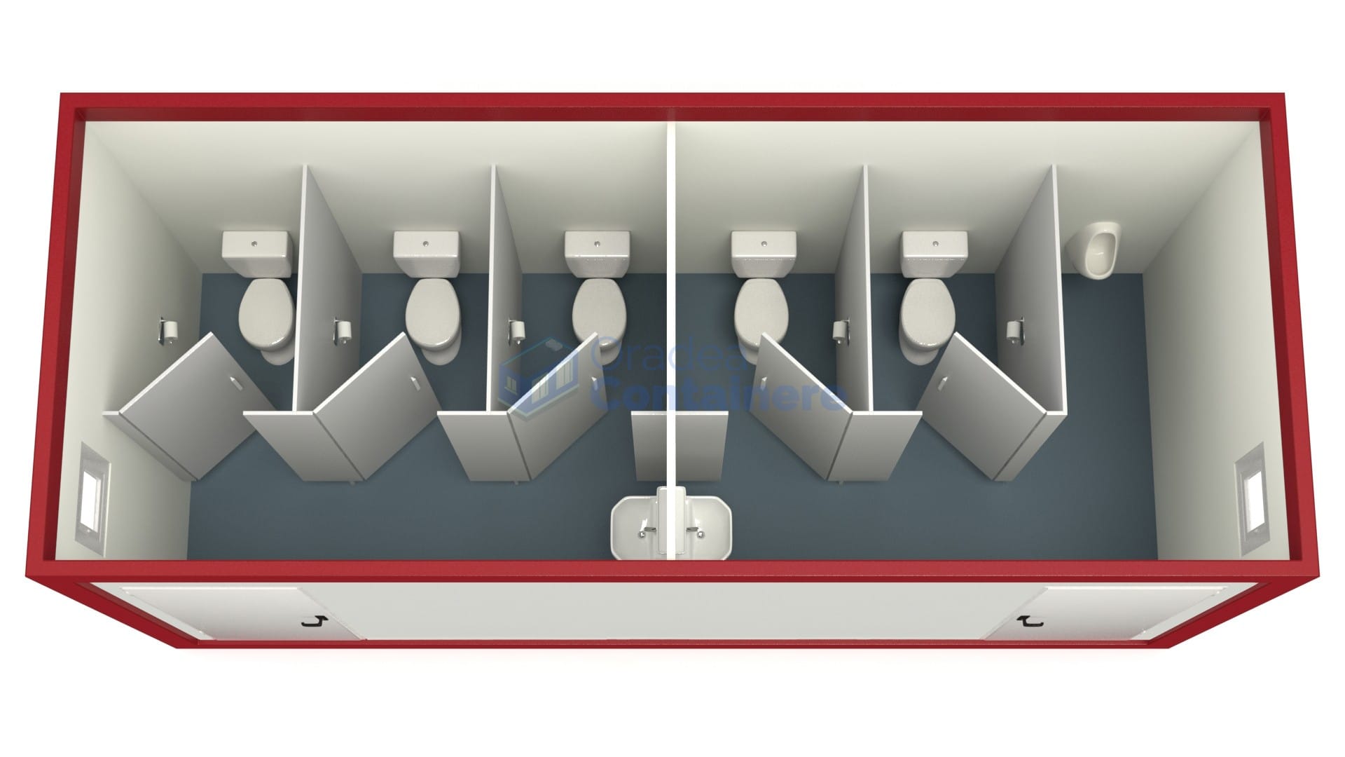 container sanitar oradea 6metri 5wc rosu